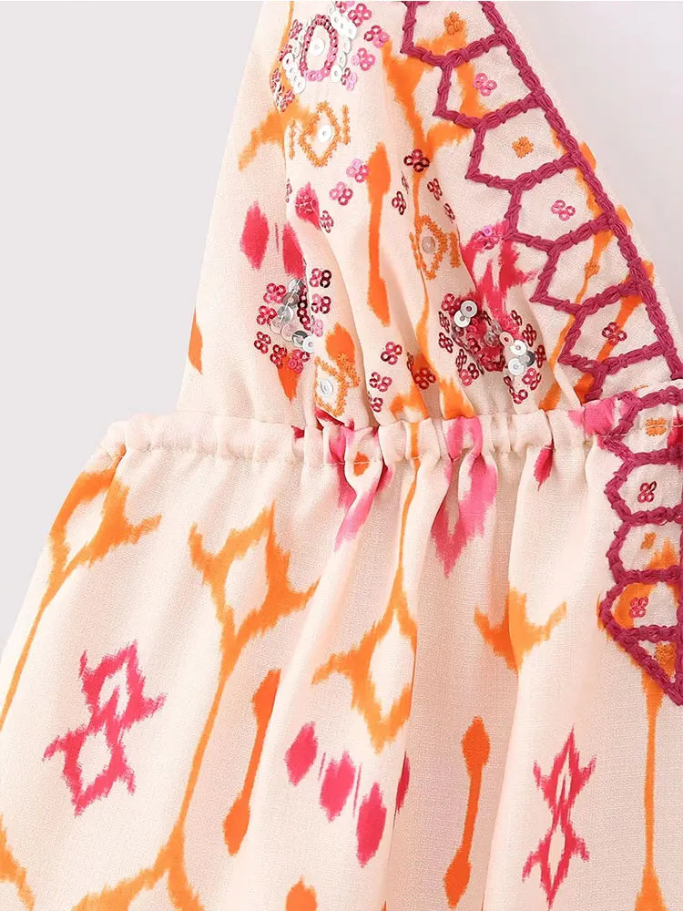 ★ Sunset Print Cropped Top
