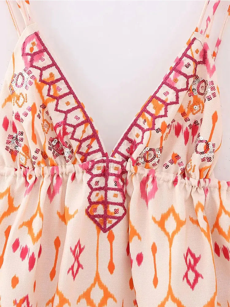 ★ Sunset Print Cropped Top