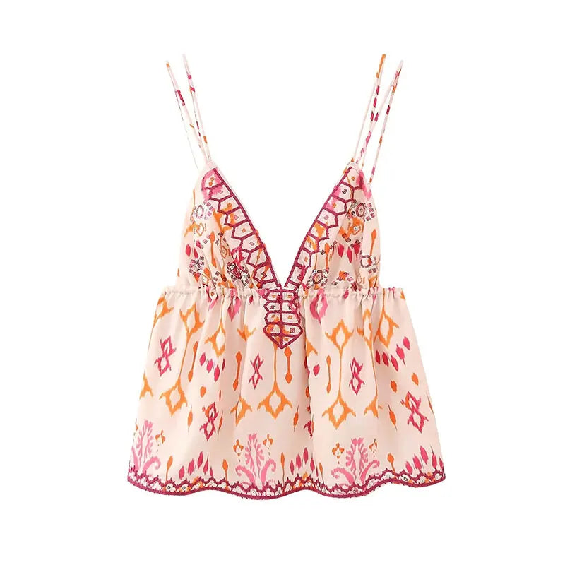 ★ Sunset Print Cropped Top