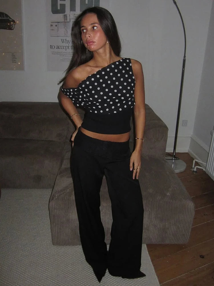 ★ Polka Dot One Shoulder Top