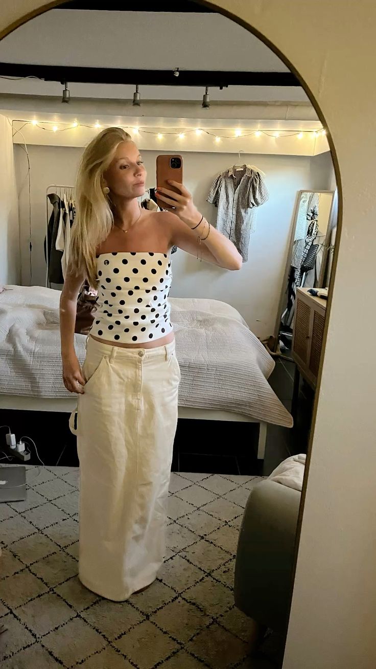 ★ Polka Strapless Top