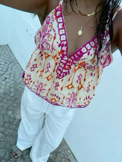 ★ Sunset Print Cropped Top